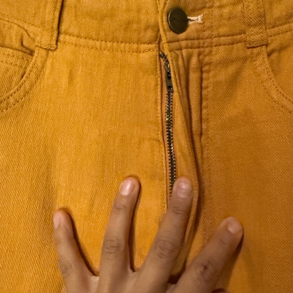 Anthropologie Pilcro Yellow Pants Wide Leg Raw Hem - Picture 5 of 12